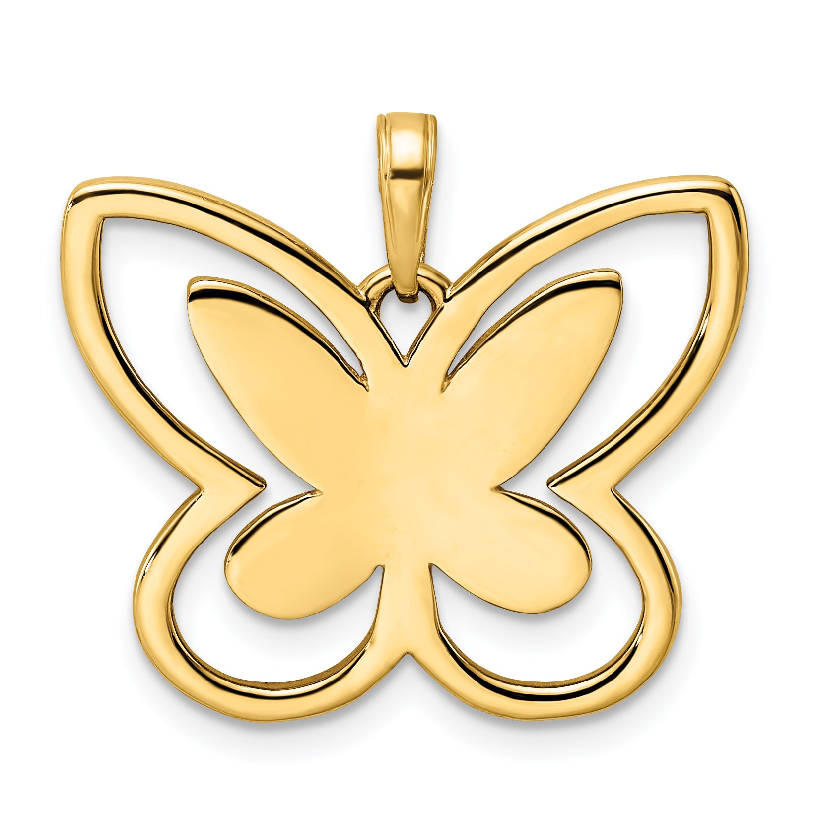 14k and White Rhodium Diamond-cut Butterfly Pendant