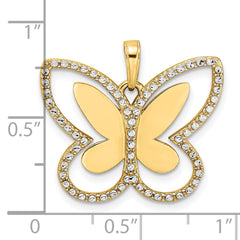 14k and White Rhodium Diamond-cut Butterfly Pendant