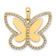 14k and White Rhodium Diamond-cut Butterfly Pendant