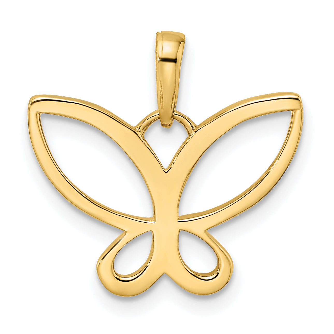 14k and White Rhodium Diamond-cut Butterfly Pendant