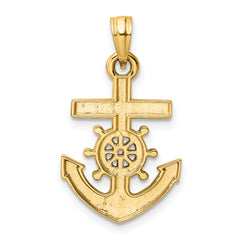 14k/White Rhodium D/C Anchor and Ship's Wheel Pendant