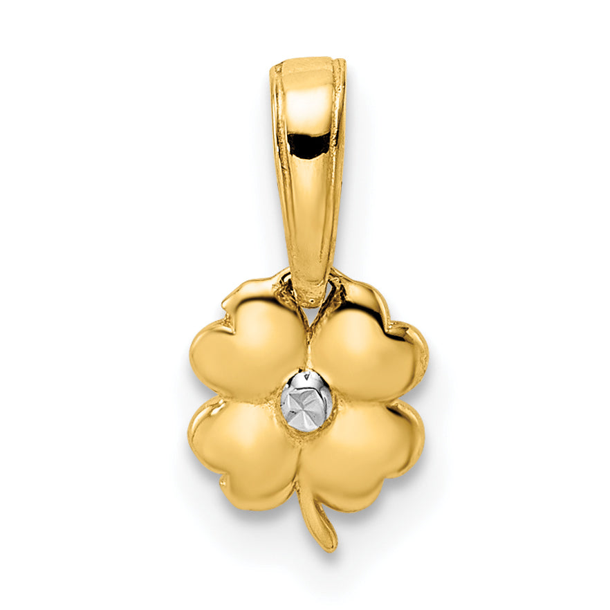 14k & White Rhodium D/C 4 Leaf Clover Pendant