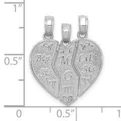 14k White Gold Break-apart BIG SIS-MOM-LIL SIS Charm