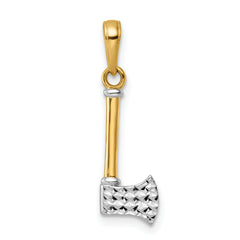 14k and White Rhodium D/C Axe Pendant