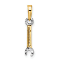 14k and White Rhodium D/C Wrench Pendant