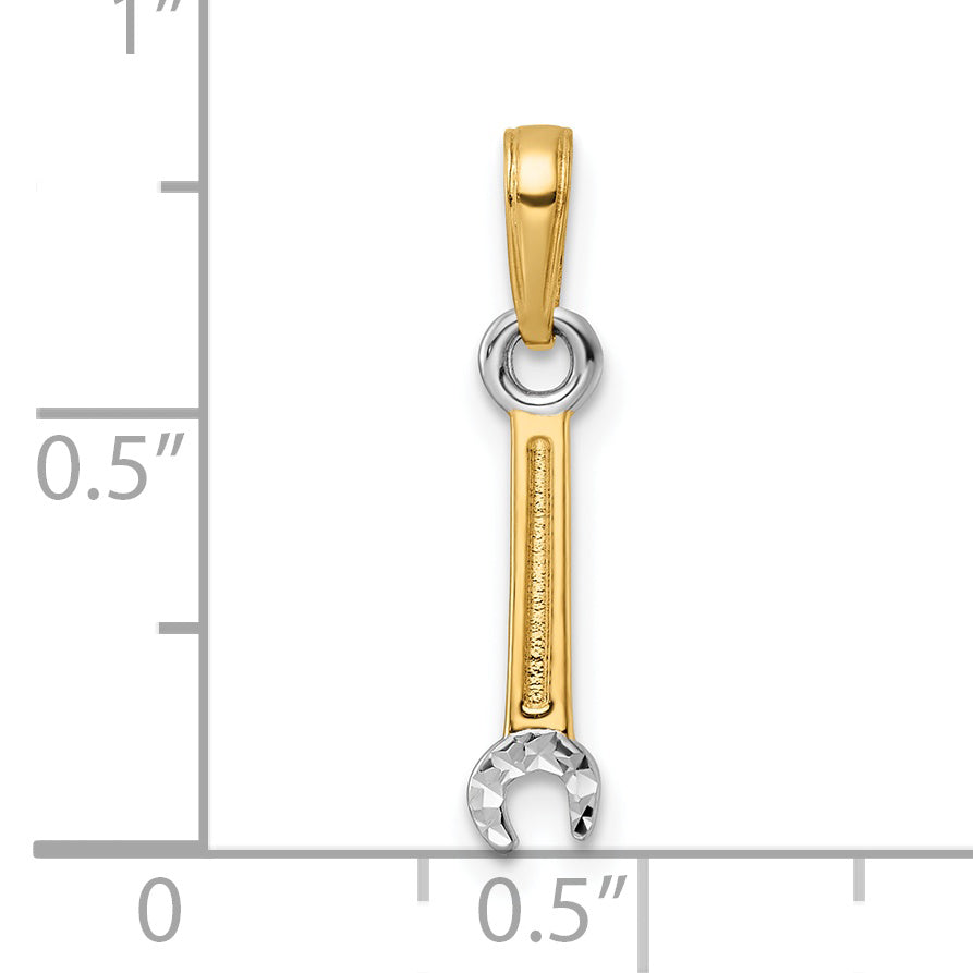 14k and White Rhodium D/C Wrench Pendant