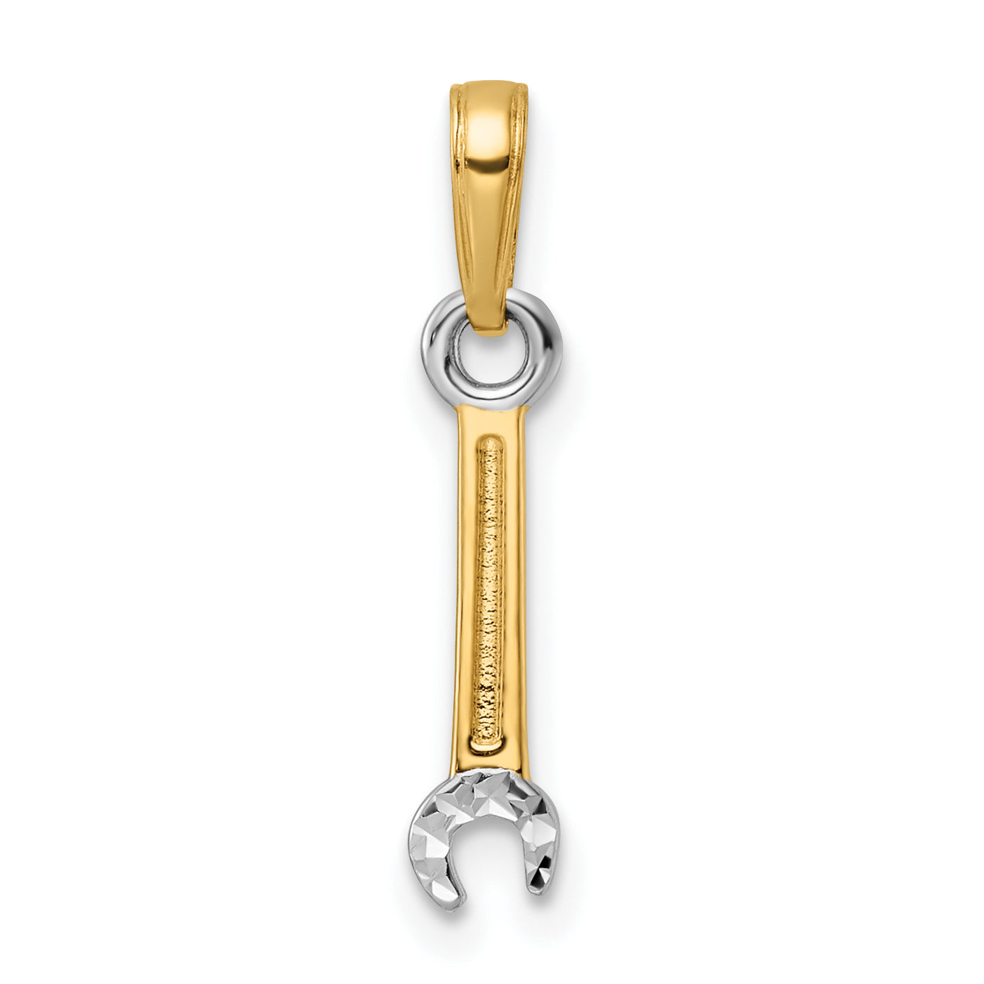 14k and White Rhodium D/C Wrench Pendant