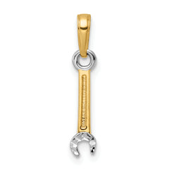 14k and White Rhodium D/C Wrench Pendant