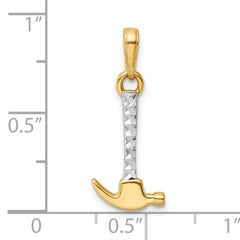 14k and White Rhodium D/C Hammer Pendant