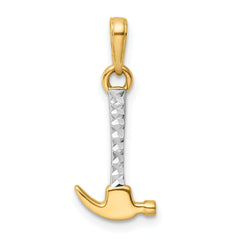 14k and White Rhodium D/C Hammer Pendant