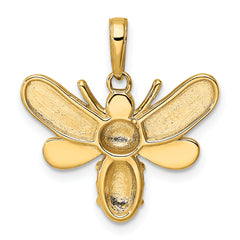 14k and White Rhodium Diamond-cut Bumblebee Pendant