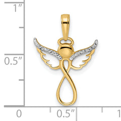 14K w/White Rhodium D/C Infinity Angel Pendant