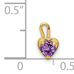 14Ky February Synthetic Birthstone Heart Charm