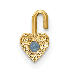 14Ky March Synthetic Birthstone Heart Charm