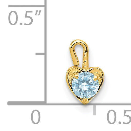 14Ky March Synthetic Birthstone Heart Charm