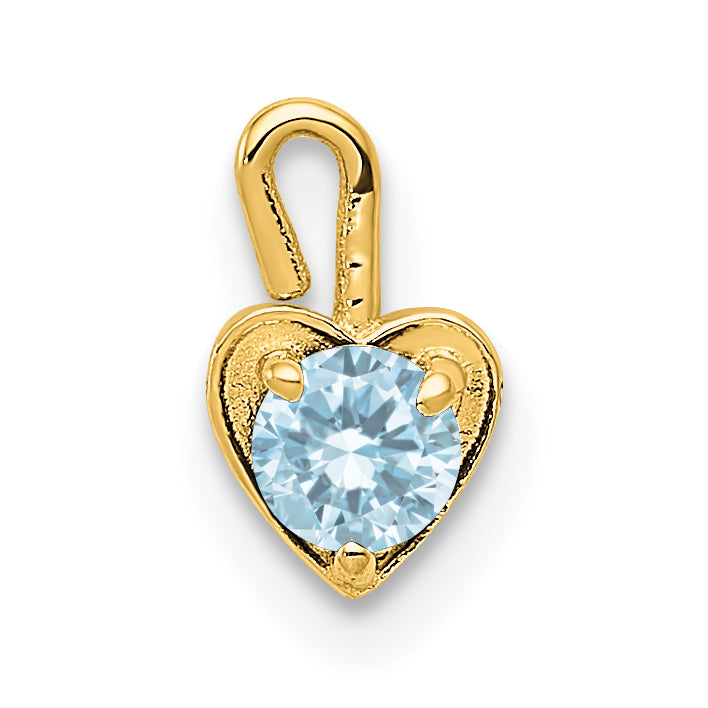 14ky March Synthetic Birthstone Heart Charm