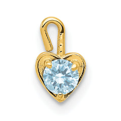 14ky March Synthetic Birthstone Heart Charm