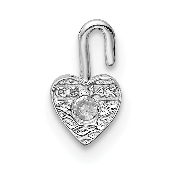 14K White Gold April Synthetic Birthstone Heart Charm