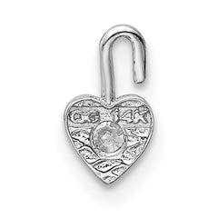 14K White Gold April Synthetic Birthstone Heart Charm