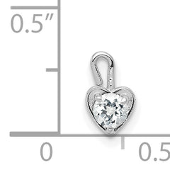 14K White Gold April Synthetic Birthstone Heart Charm