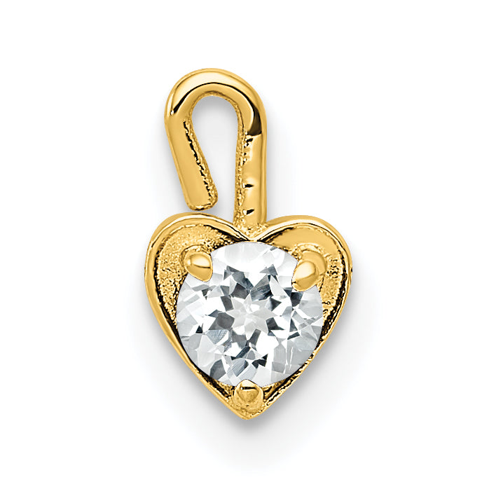14ky April Synthetic Birthstone Heart Charm