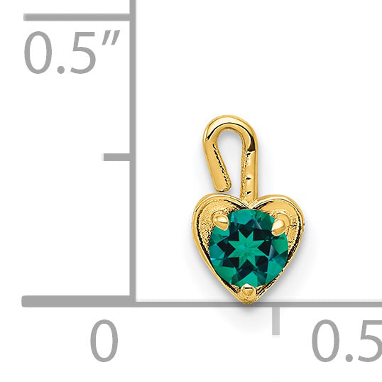 14Ky May Synthetic Birthstone Heart Charm