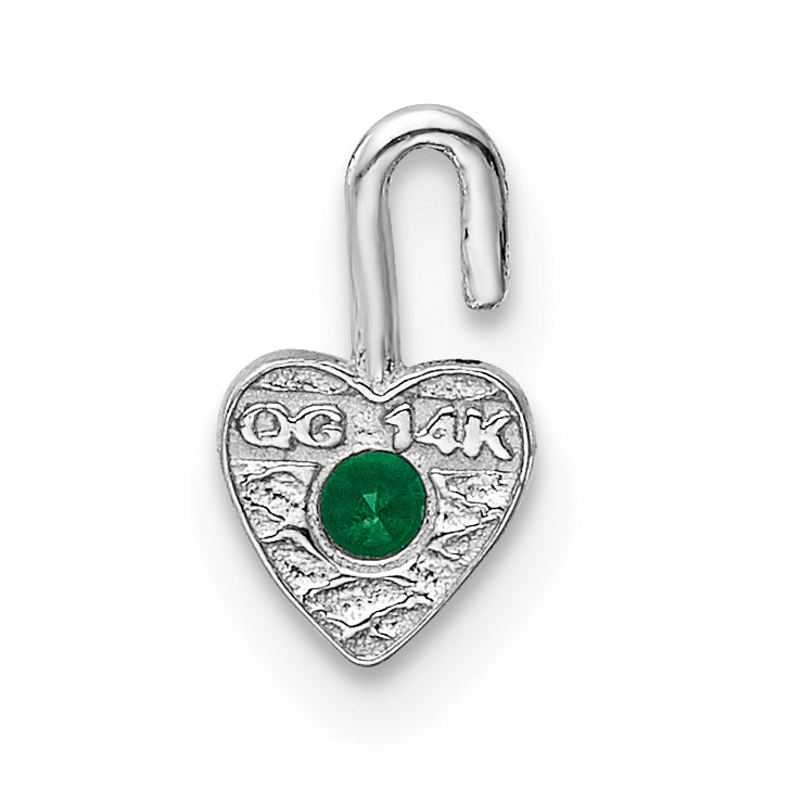 14K White Gold May Synthetic Birthstone Heart Charm
