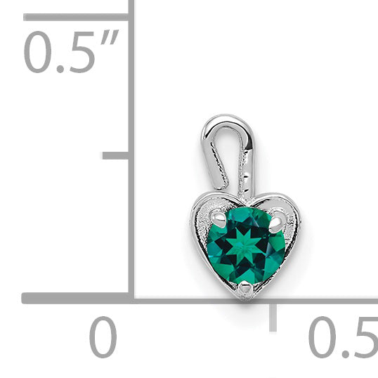14K White Gold May Synthetic Birthstone Heart Charm