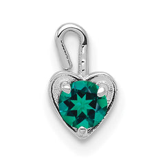 14k White Gold May Synthetic Birthstone Heart Charm