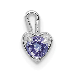 14k White Gold June Synthetic Birthstone Heart Charm