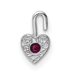 14K White Gold July Synthetic Birthstone Heart Charm