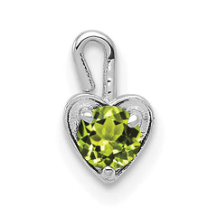 14k White Gold August Synthetic Birthstone Heart Charm