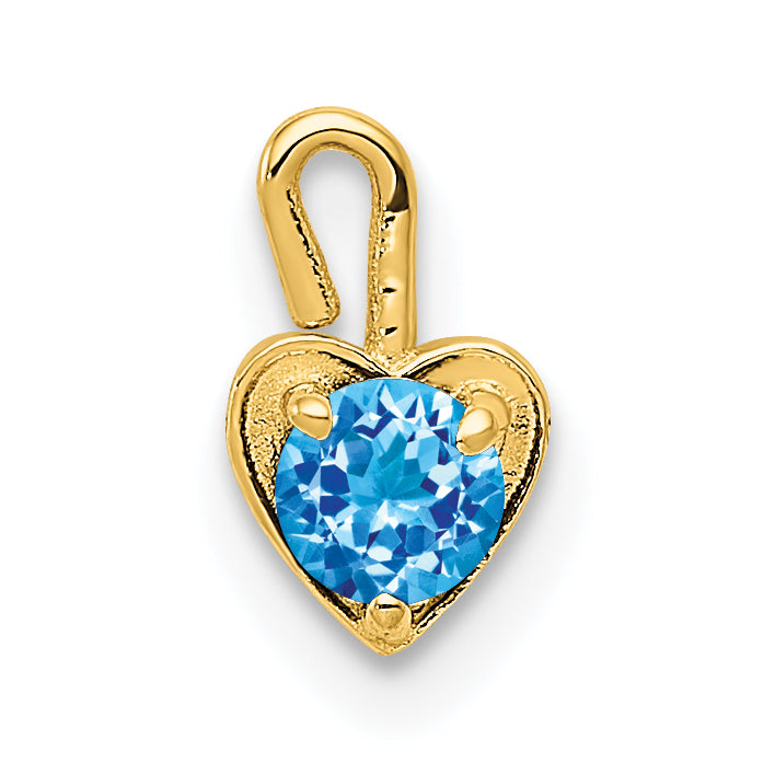 14ky December Synthetic Birthstone Heart Charm
