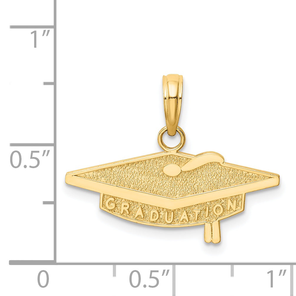 14K Gold Graduation Cap Charm with Solid Textured Design Sophia Jewelers