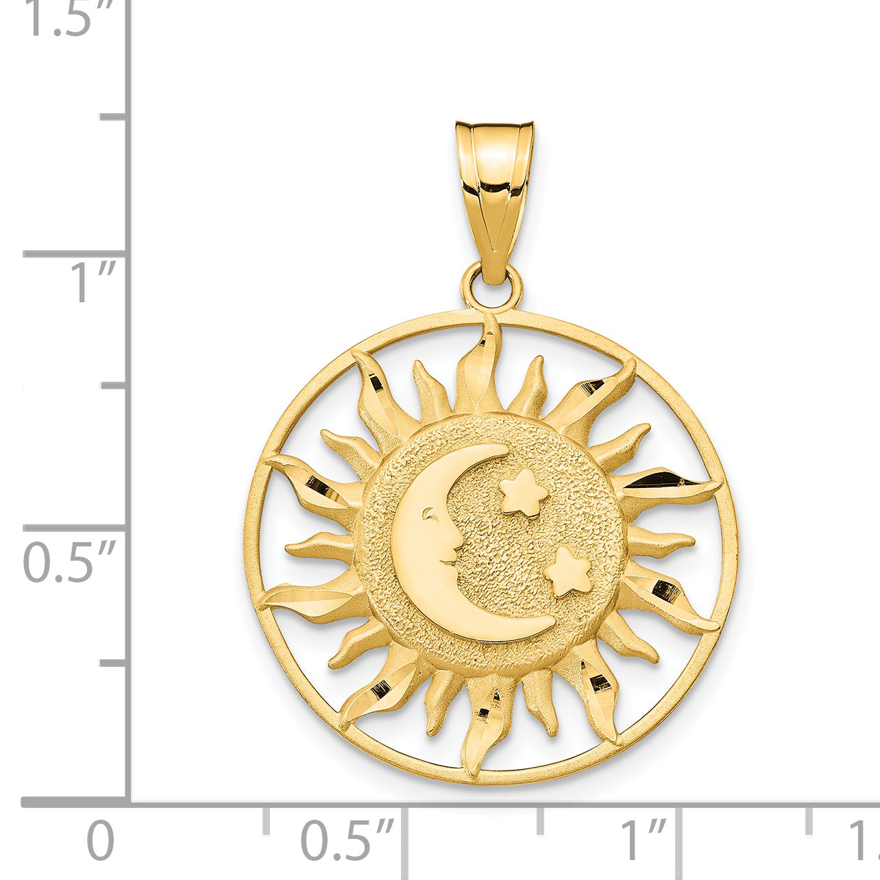 14K Diamond-cut Sun with Moon and Stars Charm