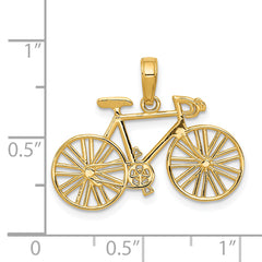 14K Gold Polished Bicycle Charm for Men  Solid Cast Design