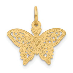 14K Gold Butterfly Charm with Brushed Diamond-Cut Finish  Elegant & Textured