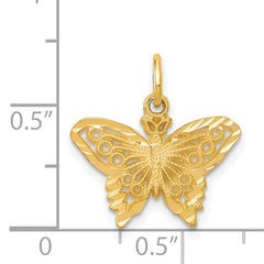 14K Gold Butterfly Charm with Brushed Diamond-Cut Finish  Elegant & Textured