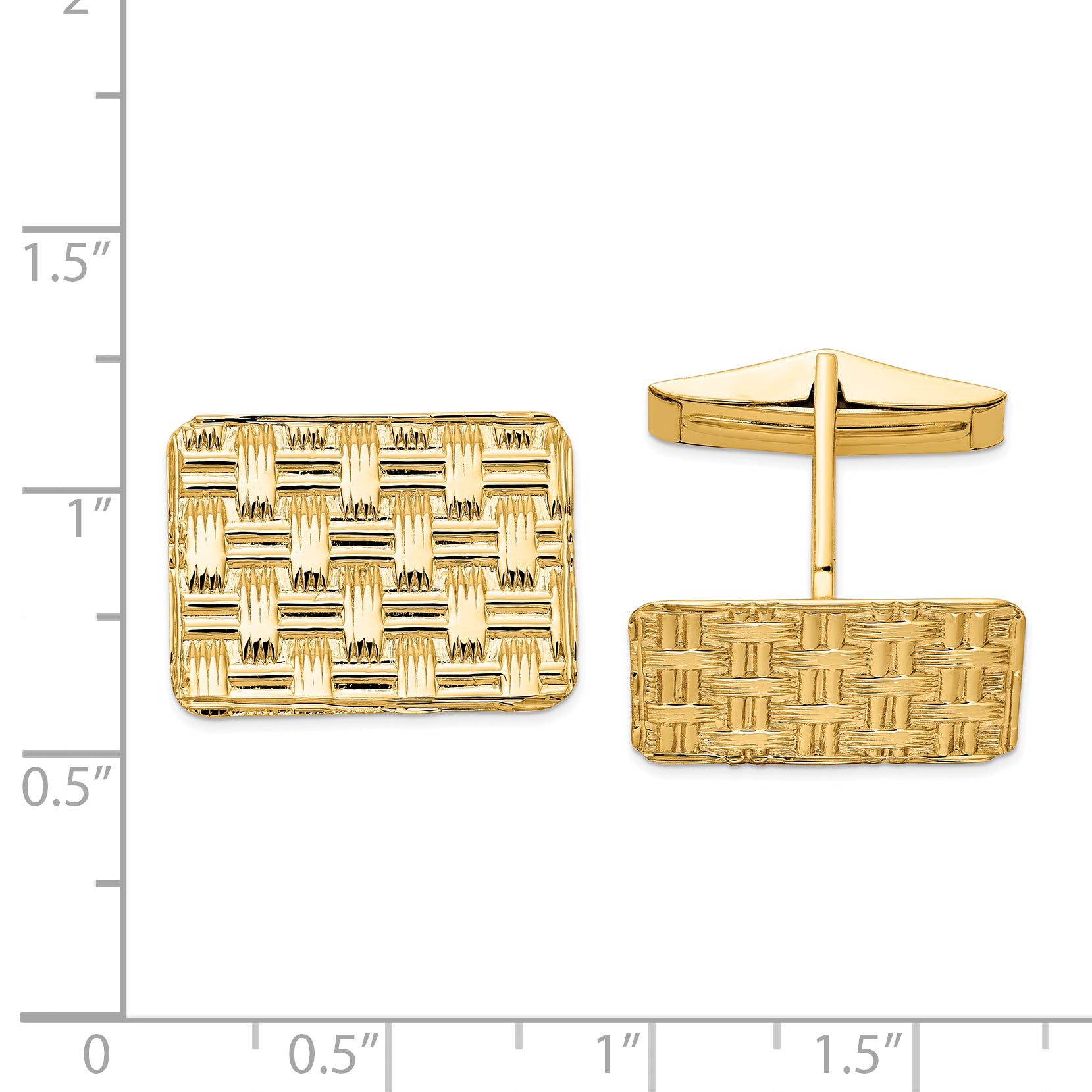 14k Men's Basketweave Textured Cuff Links