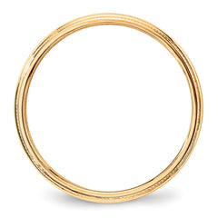 14k Yellow Gold 3mm Lightweight Milgrain Half Round Wedding Band Size 4