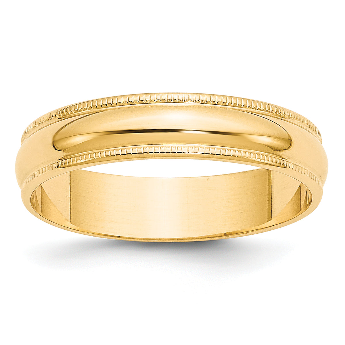 14k Yellow Gold 5mm Lightweight Milgrain Half Round Wedding Band Size 14