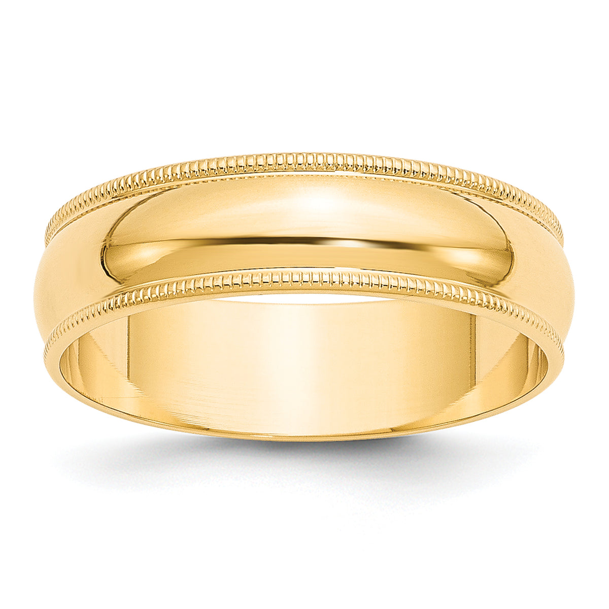 14k Yellow Gold 6mm Lightweight Milgrain Half Round Wedding Band Size 14