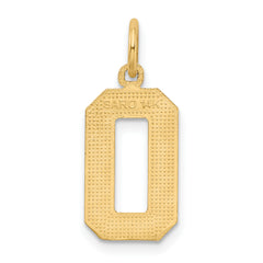 14K Gold Diamond-Cut Number 0 Charm Polished Medium Pendant