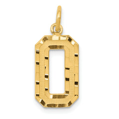 14k Medium Diamond-cut Number 0 Charm