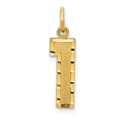 14k Medium Diamond-cut Number 1 Charm