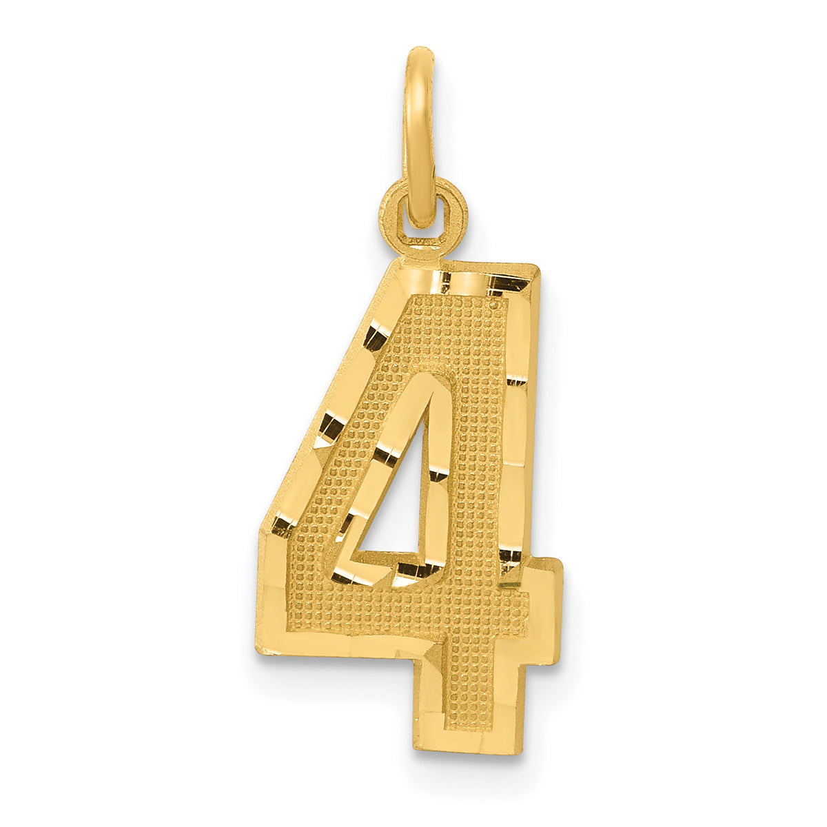 14k Medium Diamond-cut Number 4 Charm