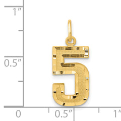 14K Gold Diamond-Cut Number 5 Charm with Polished Finish