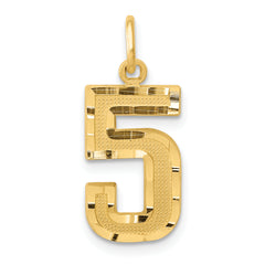 14k Medium Diamond-cut Number 5 Charm