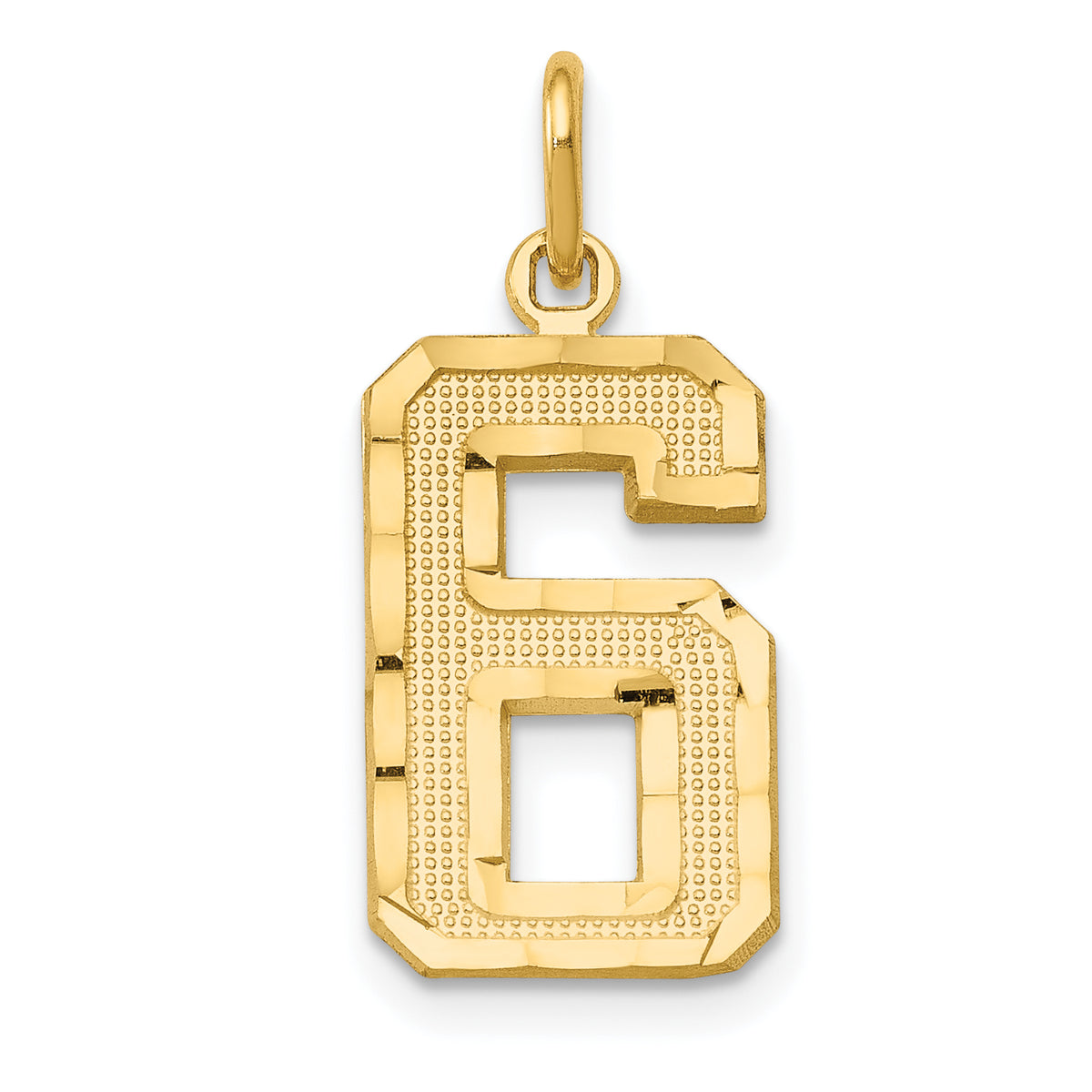 14k Medium Diamond-cut Number 6 Charm