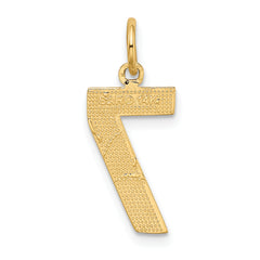 14K Gold Diamond-Cut Number 7 Charm with Polished Finish